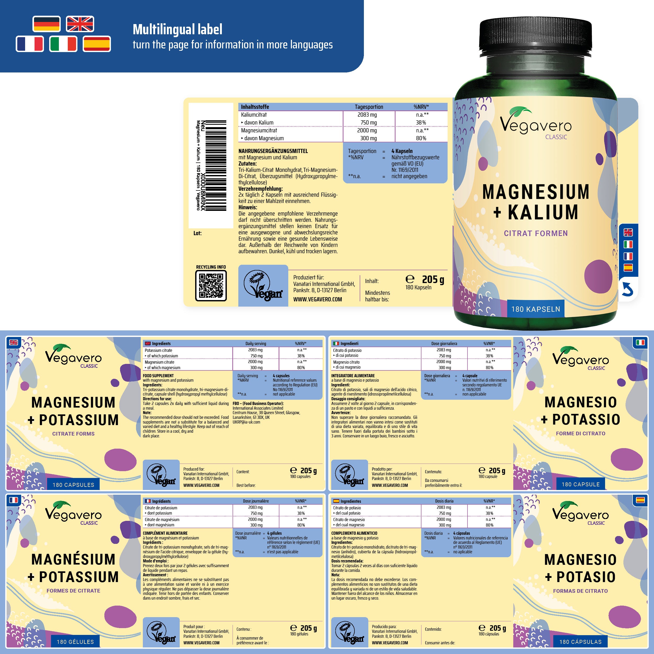 Magnesio + Potasio Cápsulas