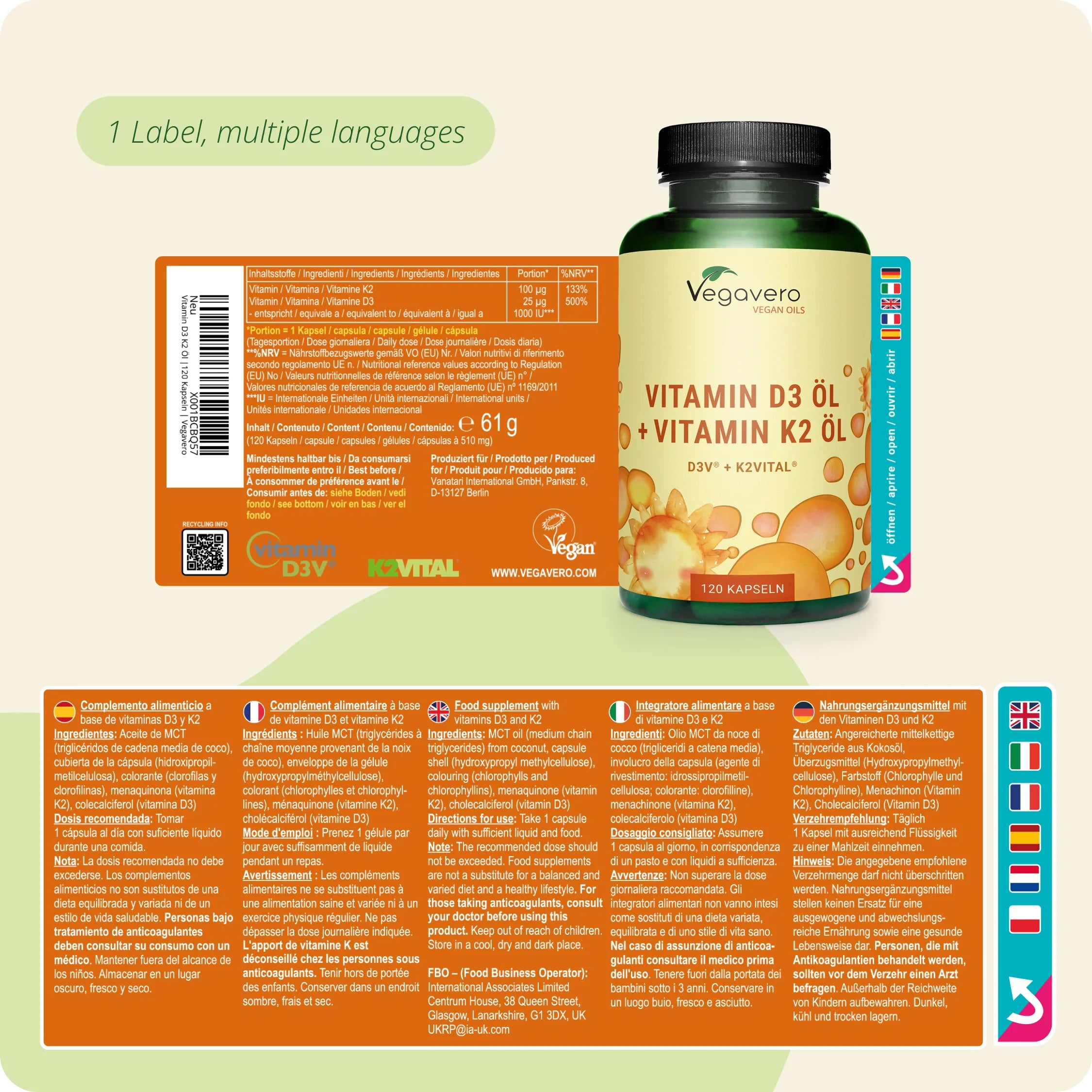 Vitamina D3 + K2 Aceite Cápsulas