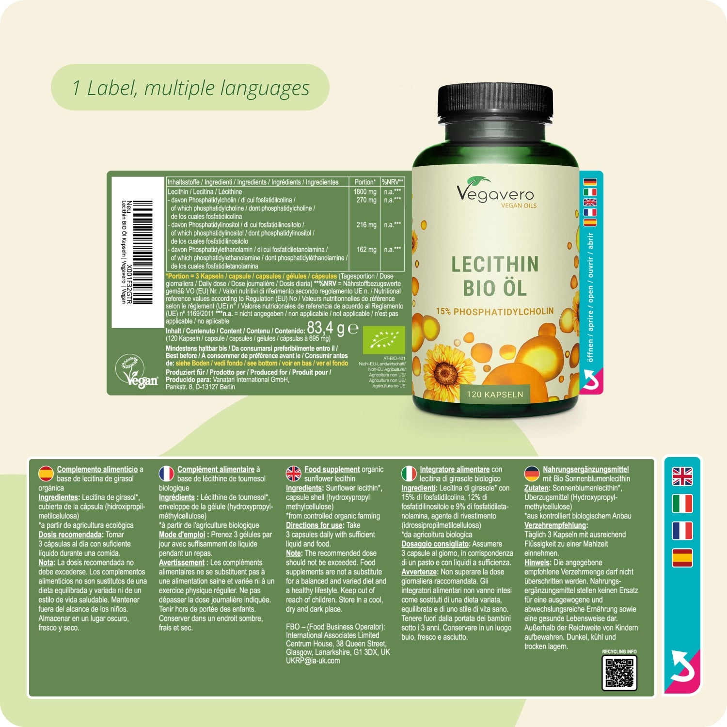 Lecitina Aceite Cápsulas Orgánico