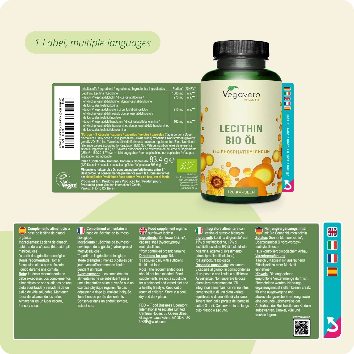 Lecitina Aceite Cápsulas Orgánico