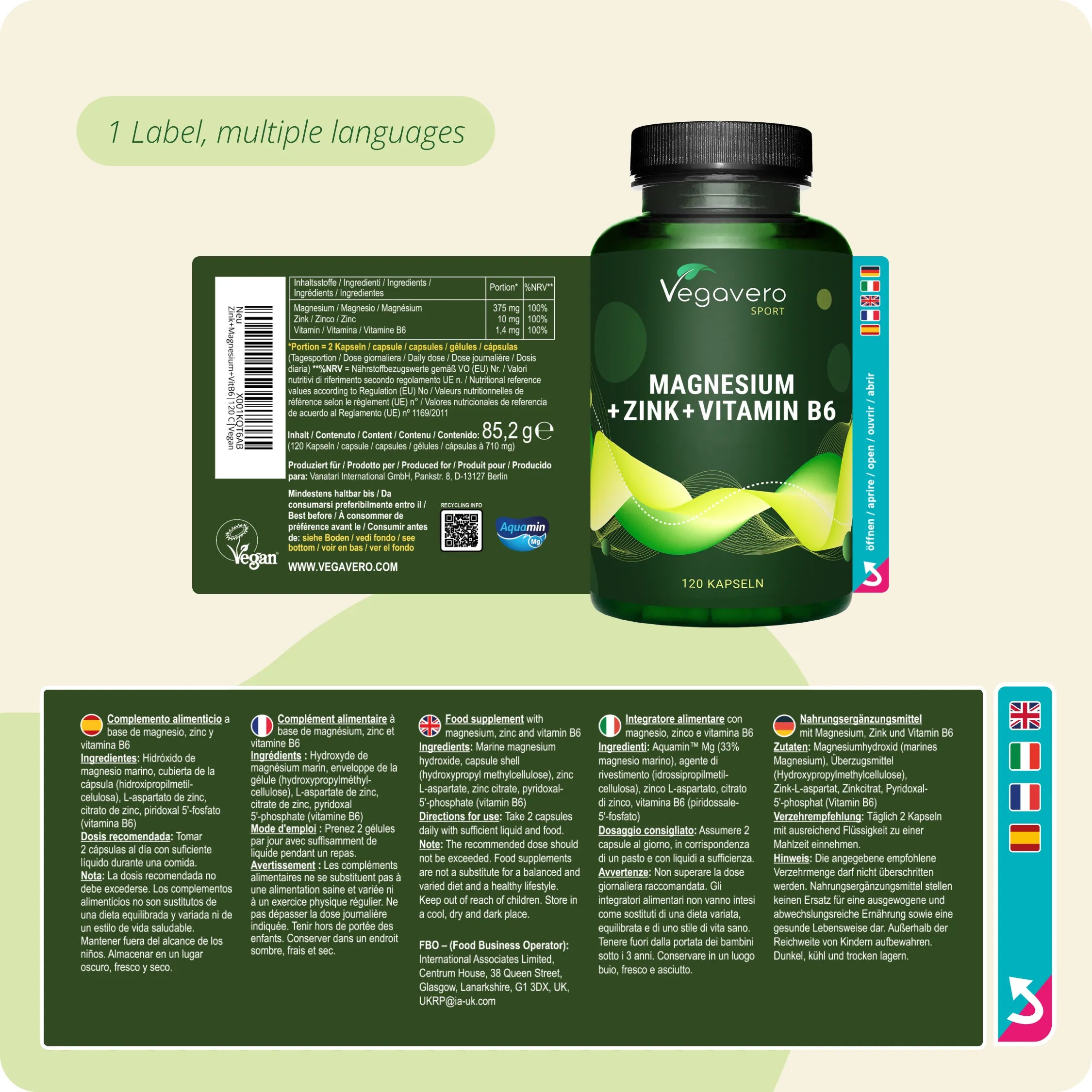 ZMA Cápsulas: Zinc + Magnesio + Vitamina B6