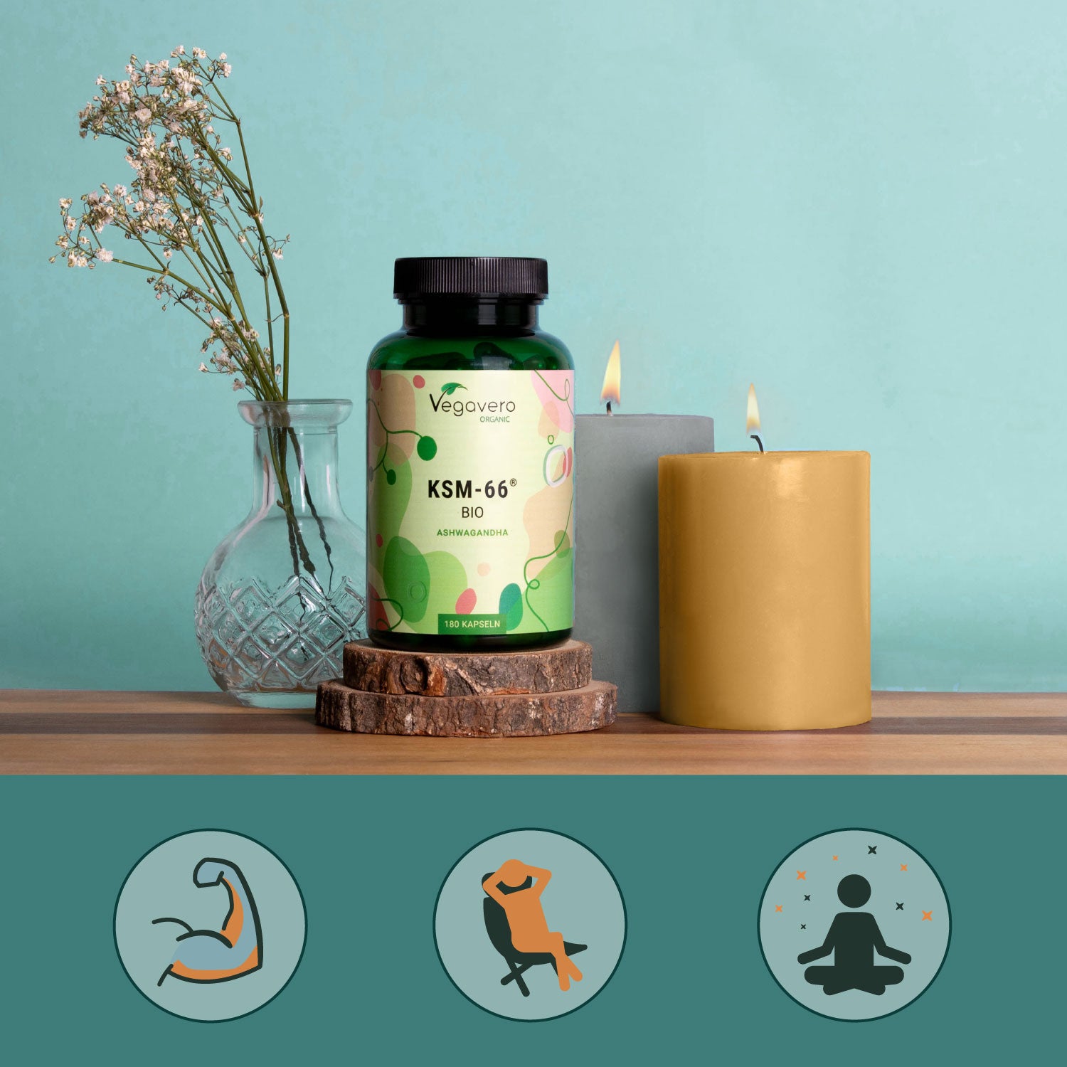 Ashwagandha KSM-66 Extracto Cápsulas Orgánico