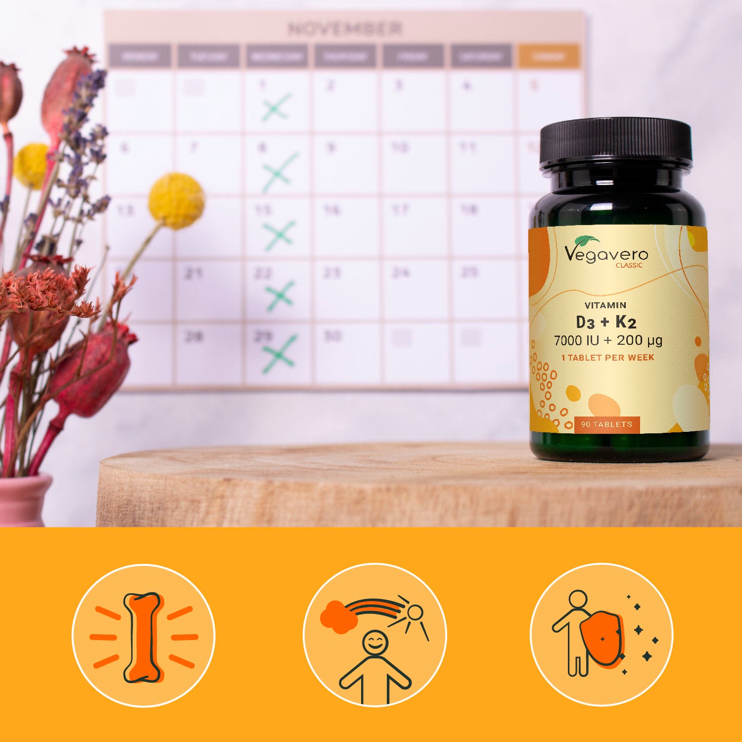 Vitamina D3 + K2 Depot Comprimidos