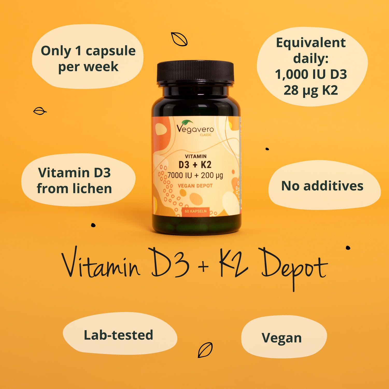 Vitamina D3 + K2 Depot Cápsulas