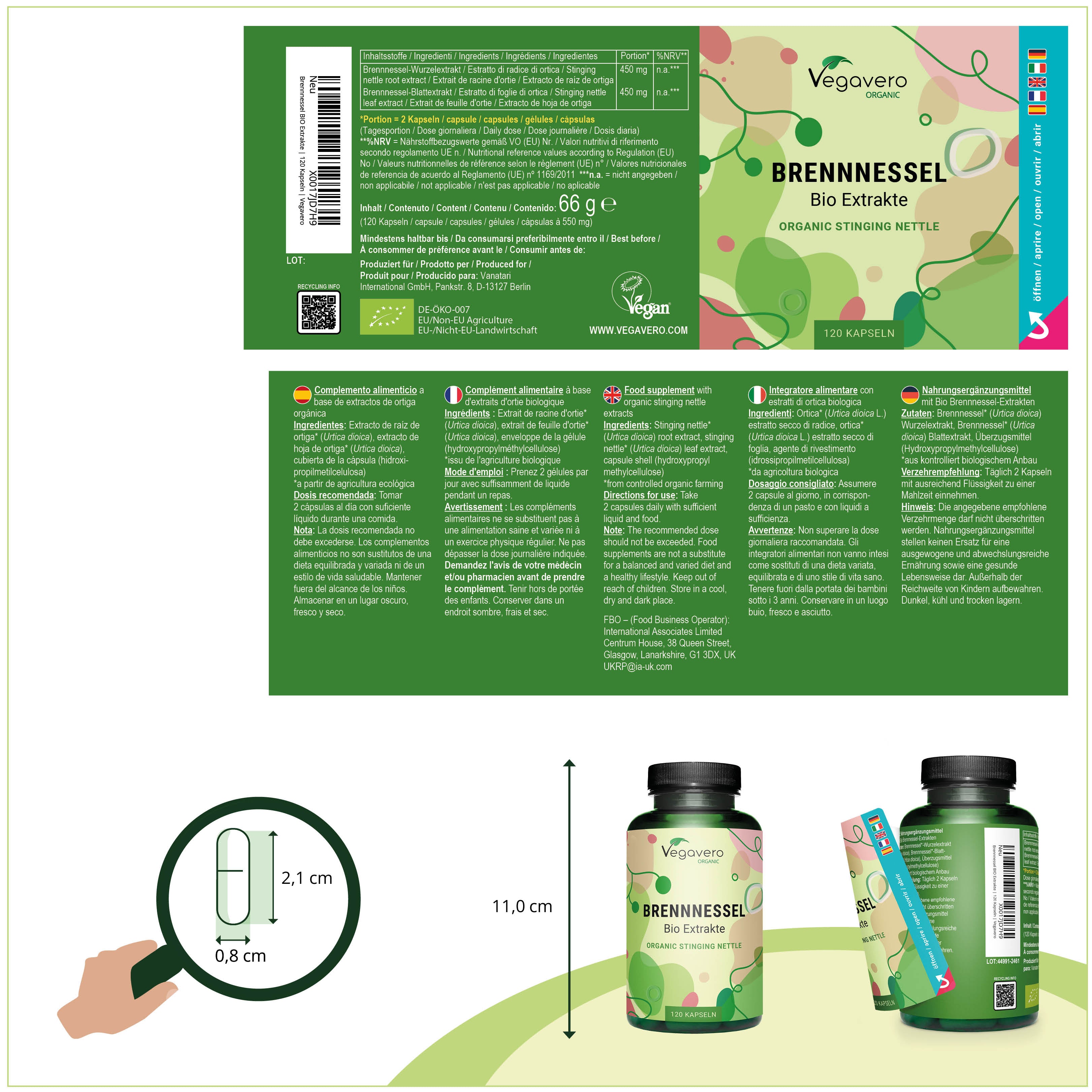 Ortiga Extractos Cápsulas Orgánico