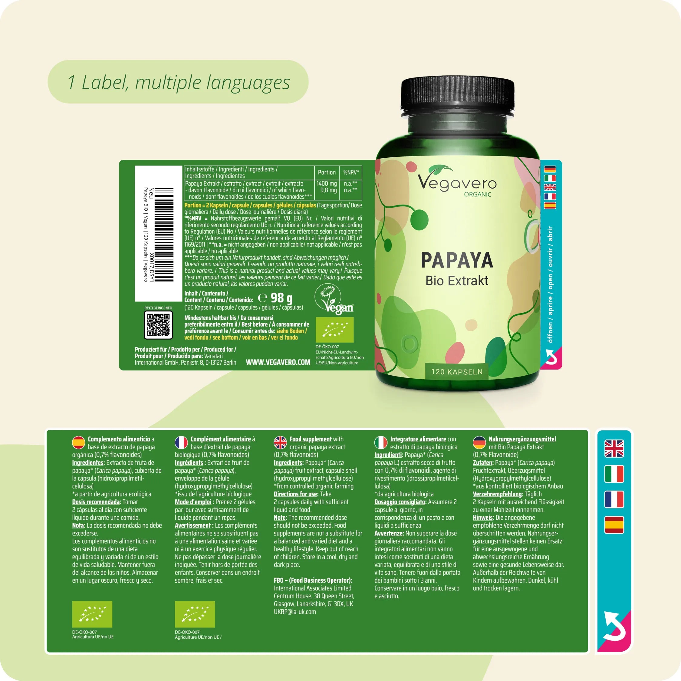 Papaya Extracto Cápsulas Orgánico