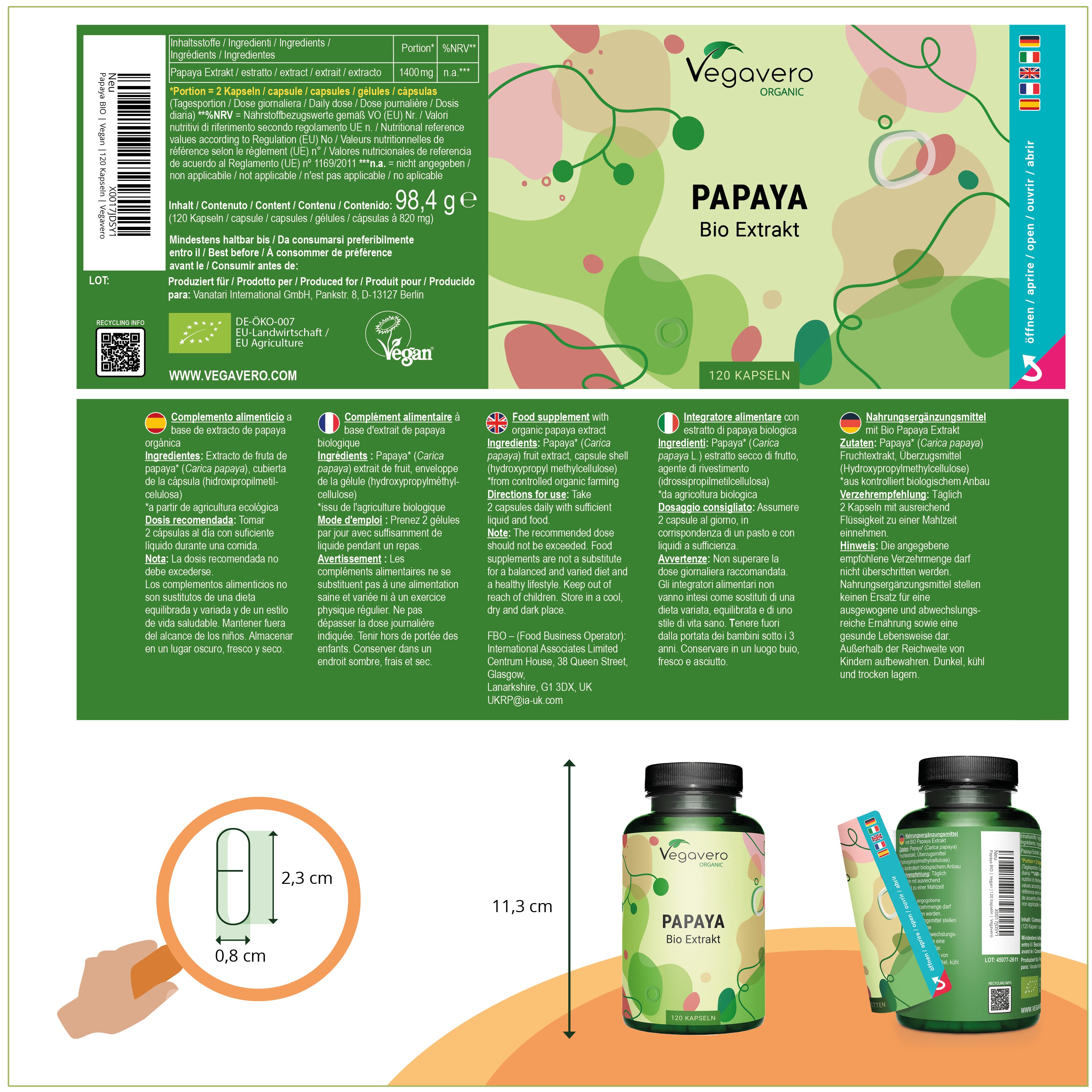 Papaya Extracto Cápsulas Orgánico