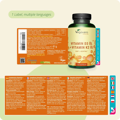 Vitamina D3 + K2 Aceite Cápsulas