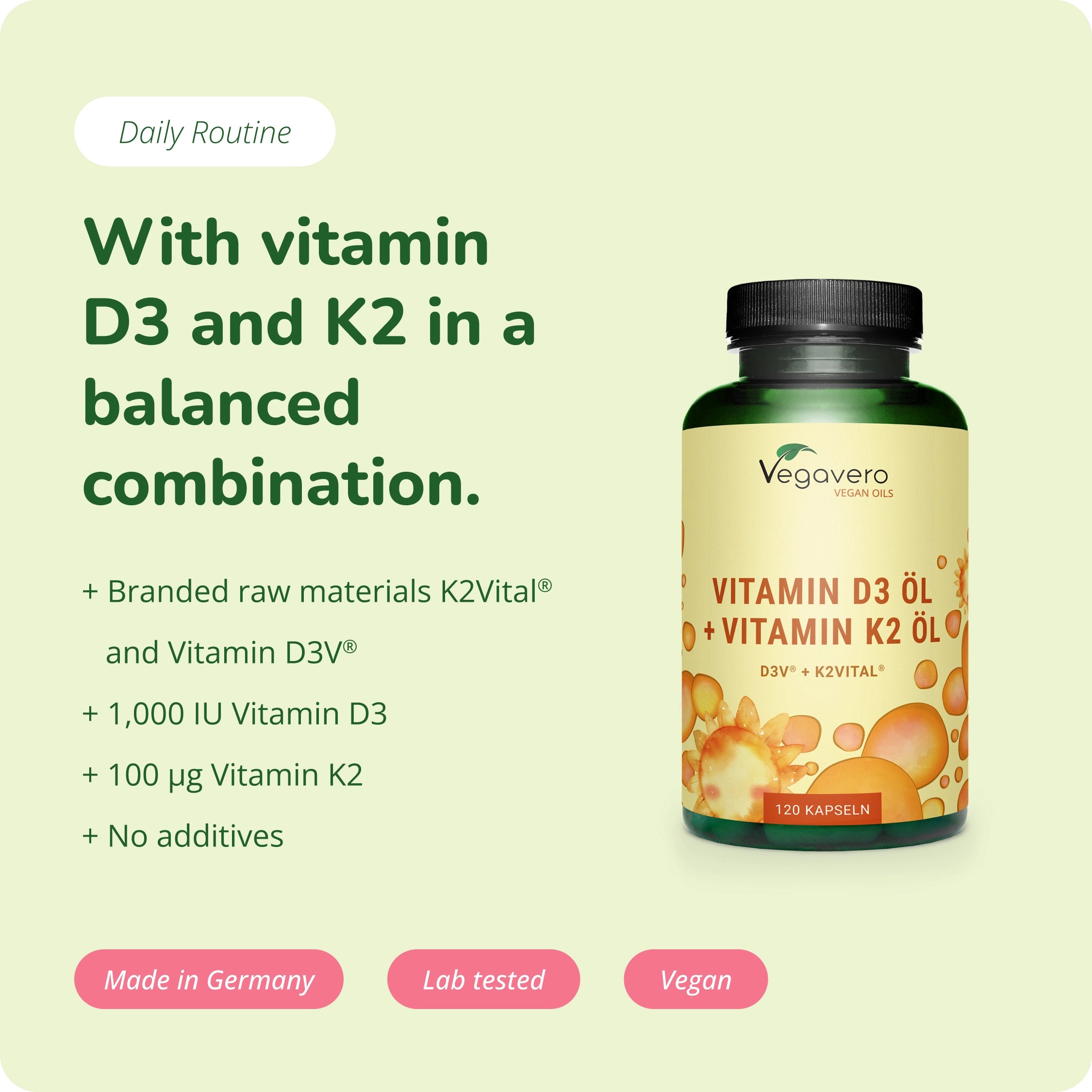 Vitamina D3 + K2 Aceite Cápsulas