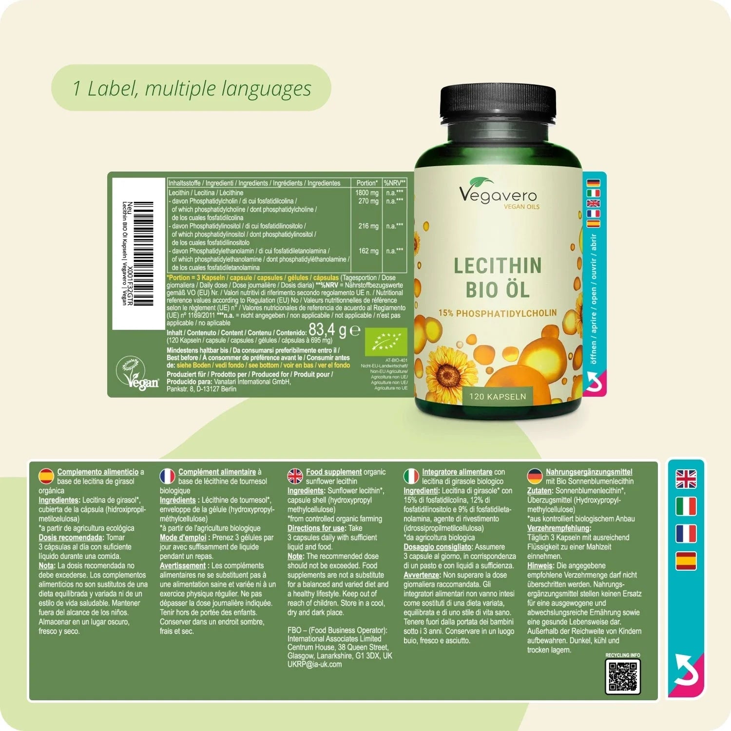 Lecitina Aceite Cápsulas Orgánico