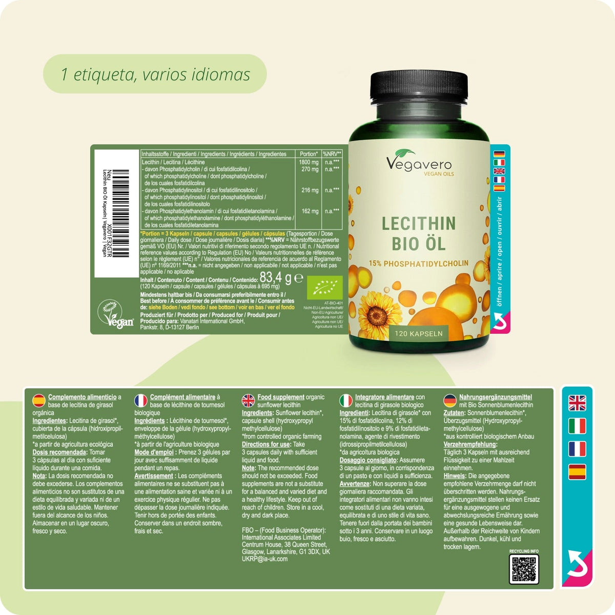 Lecitina Aceite Cápsulas Orgánico
