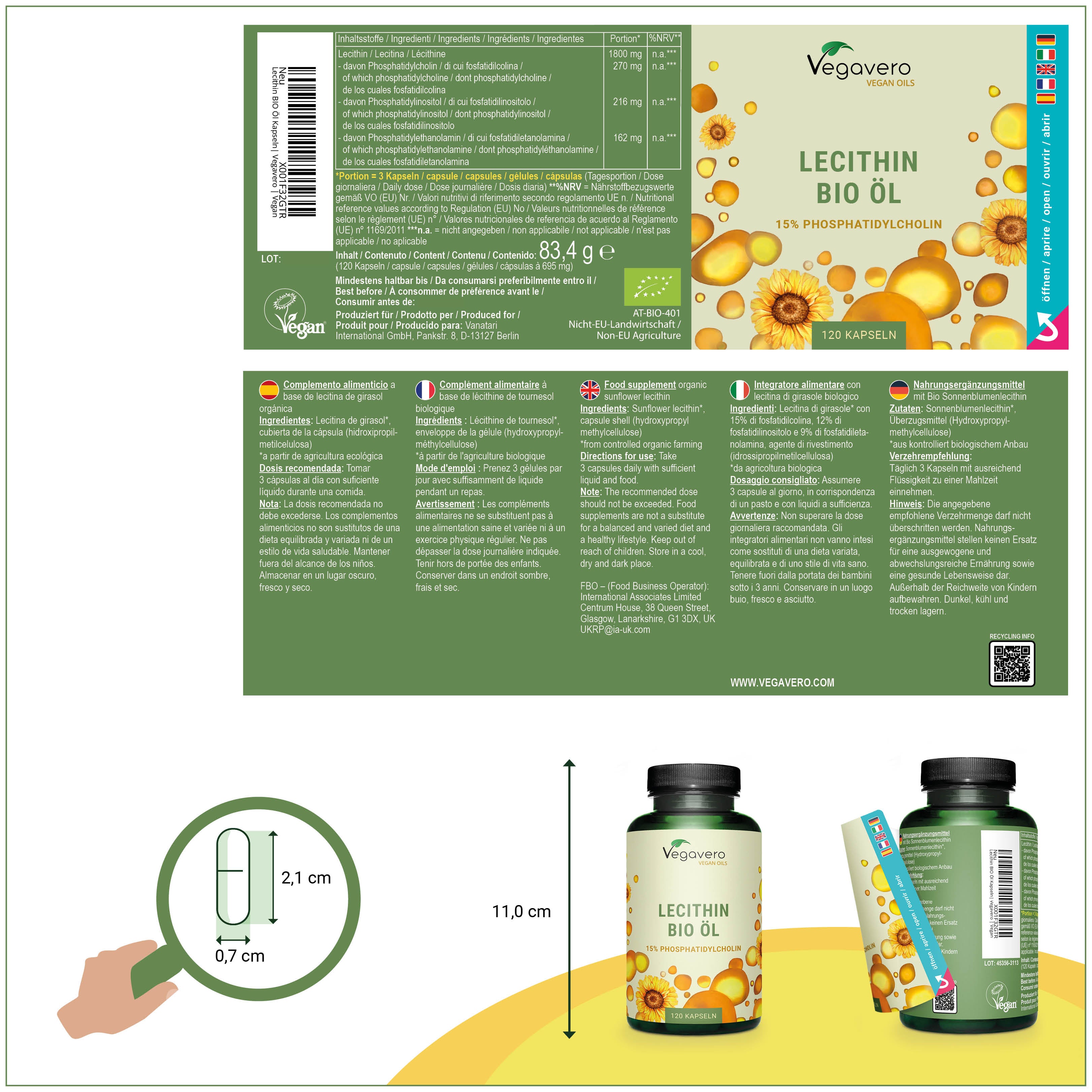 Lecitina Aceite Cápsulas Orgánico