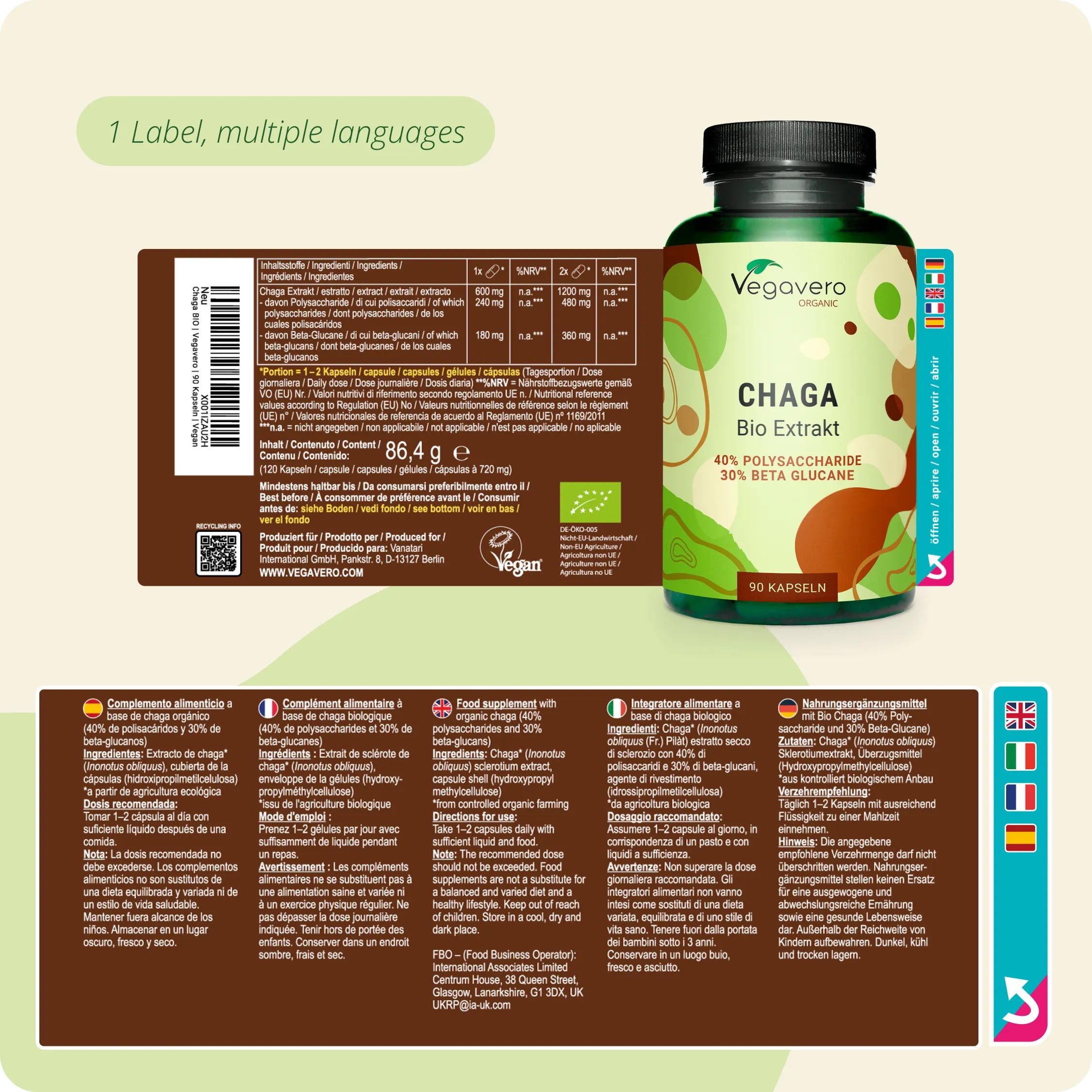 Chaga Extracto Cápsulas Orgánico