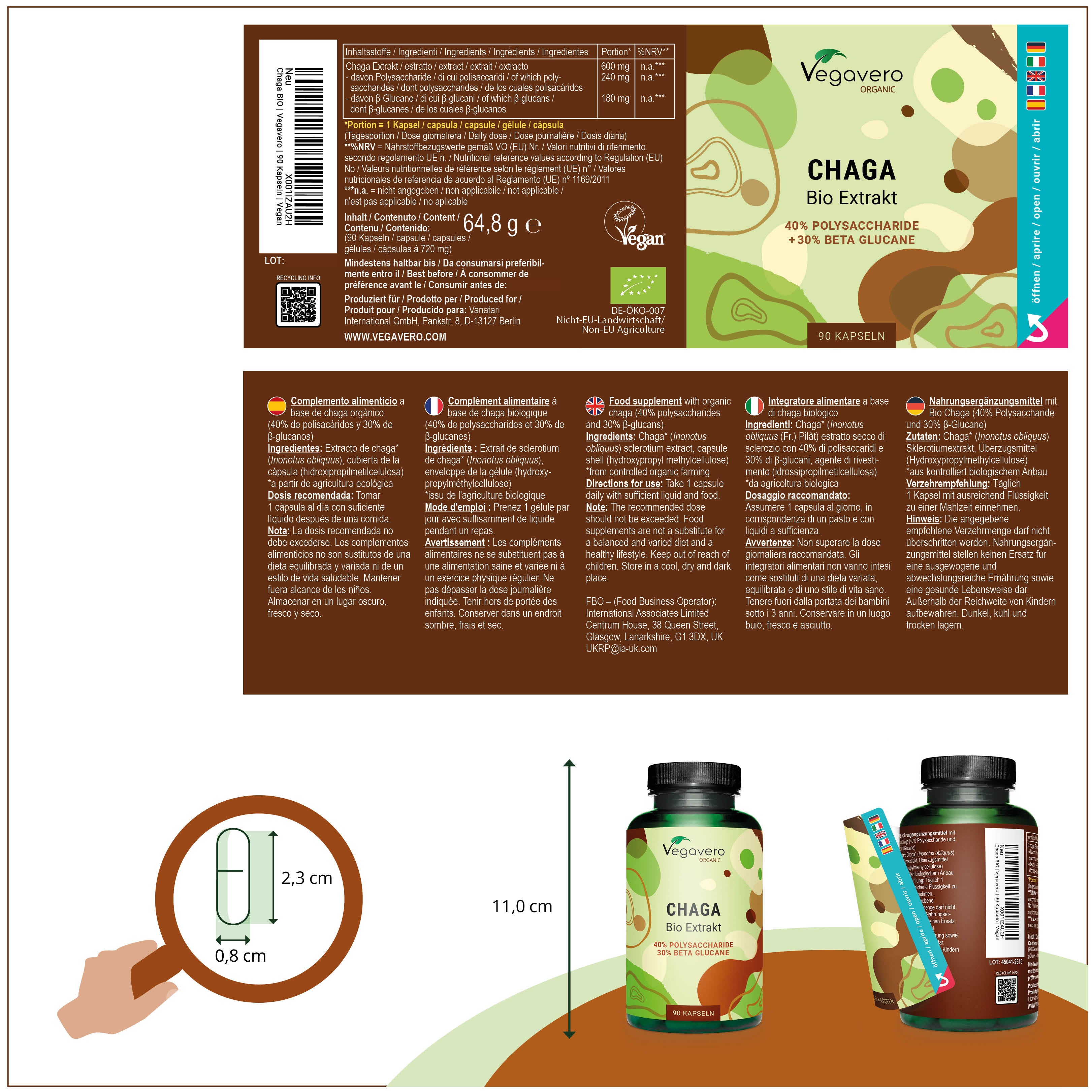 Chaga Extracto Cápsulas Orgánico