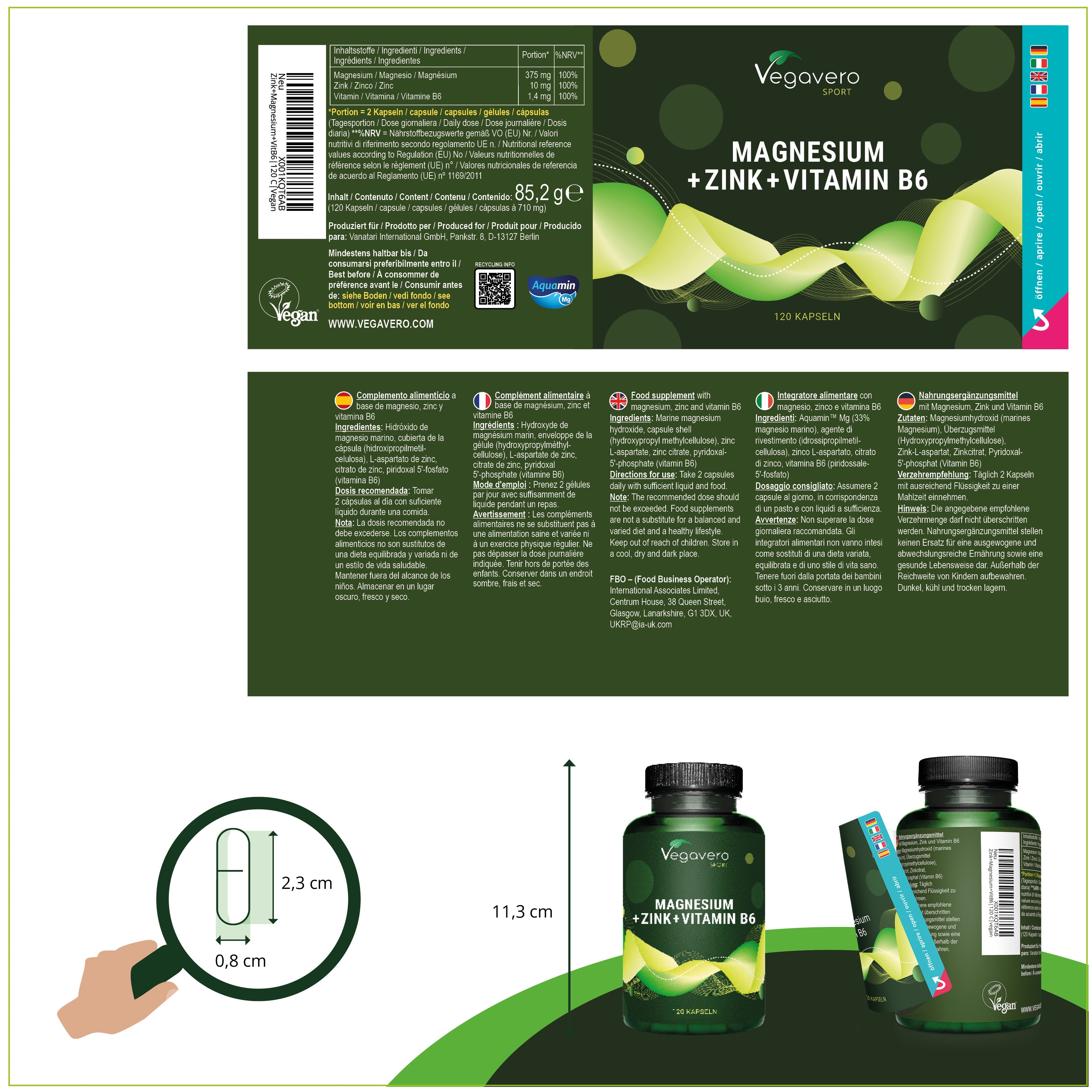 ZMA Cápsulas: Zinc + Magnesio + Vitamina B6