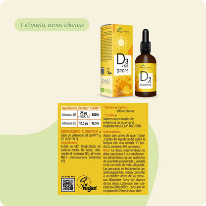 Vitamina D3 + K2 en Gotas