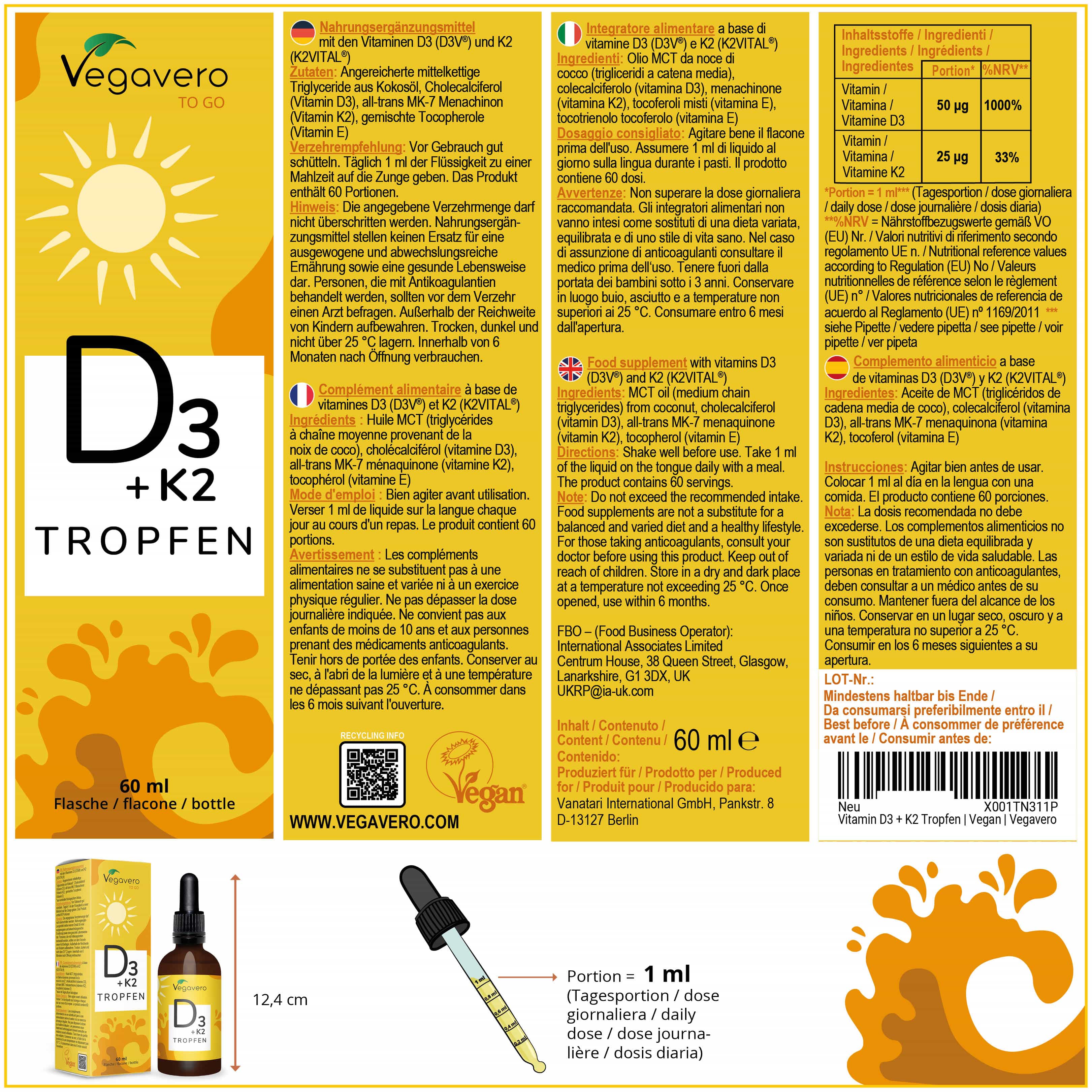 Vitamina D3 + K2 en Gotas
