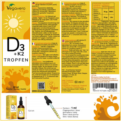 Vitamina D3 + K2 en Gotas