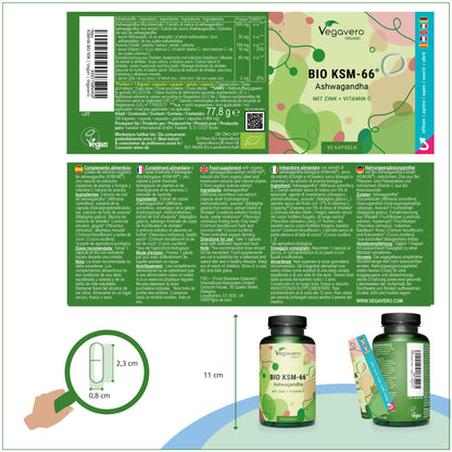 Ashwagandha KSM-66  Extracto Cápsulas Orgánico