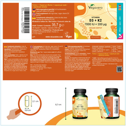 Vitamina D3 + K2 Depot Cápsulas