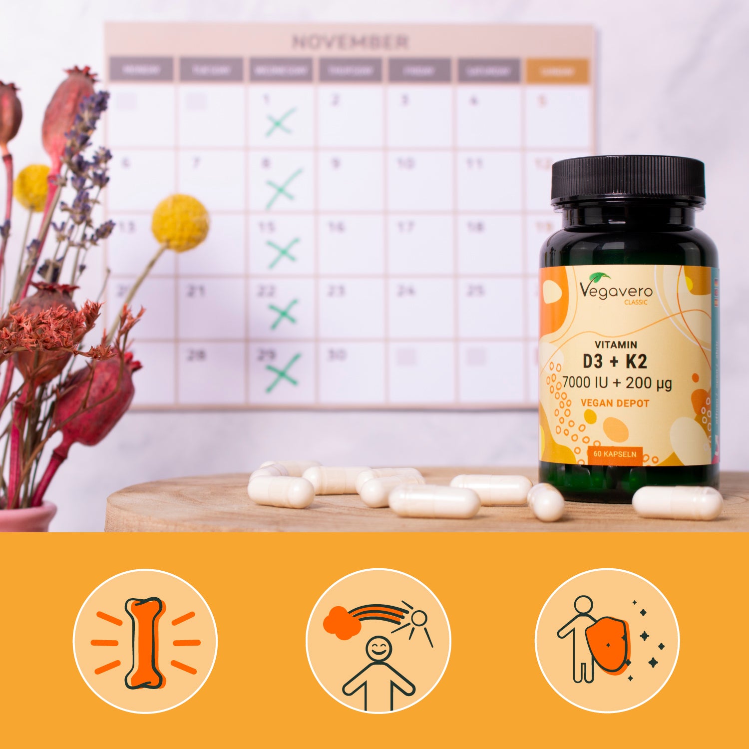 Vitamina D3 + K2 Depot Cápsulas