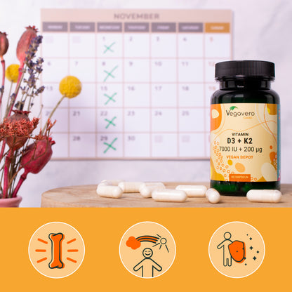 Vitamina D3 + K2 Depot Cápsulas