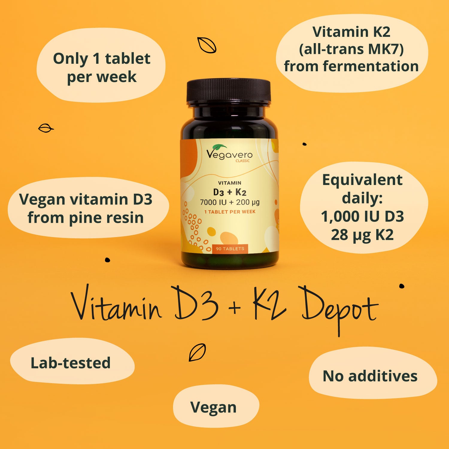 Vitamina D3 + K2 Depot Comprimidos