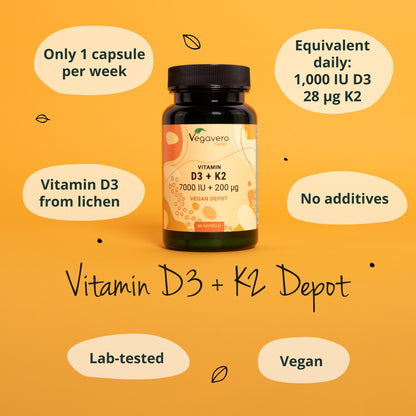Vitamina D3 + K2 Depot Cápsulas