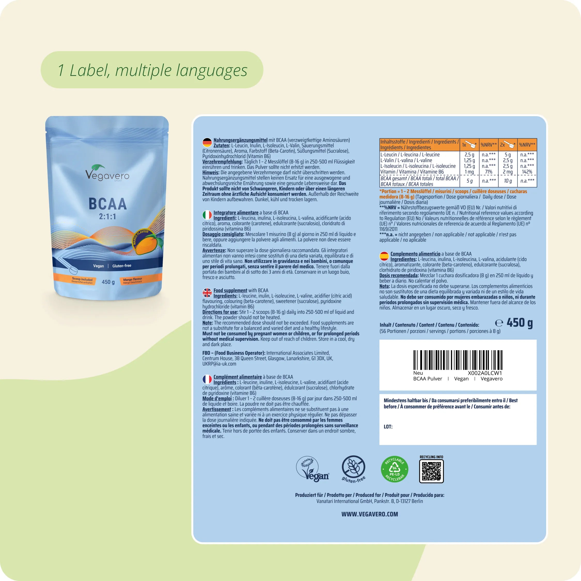 BCAA en Polvo Mango