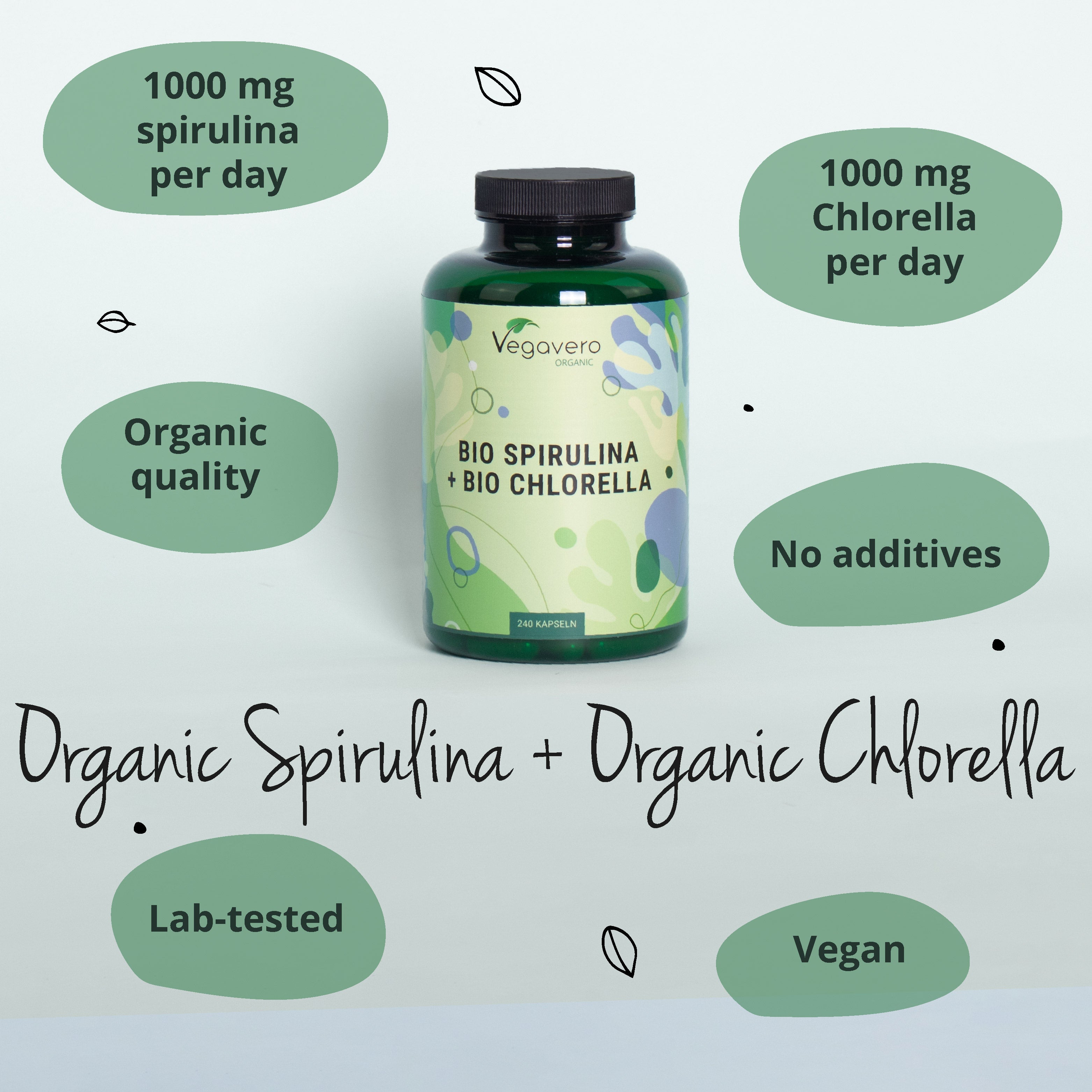 Spirulina + Chlorella Cápsulas Orgánico