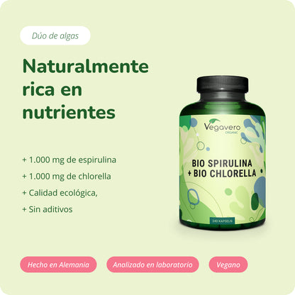 Spirulina + Chlorella Cápsulas Orgánico
